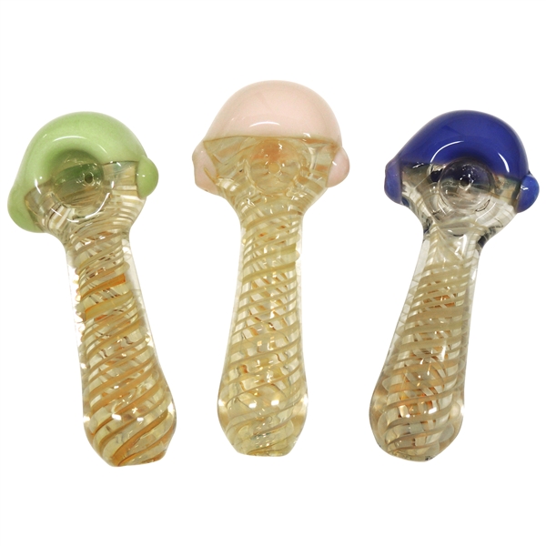 HP-2319 5" Slime Glass Hand Pipe | Clear Yellow Tint Handle | Colors Come Assorted