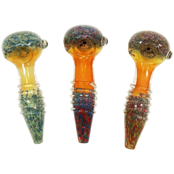 HP-2323 5" Marble Ring Handle Glass Hand Pipe | Colors Come Assorted