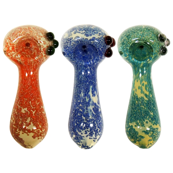 HP-2329 4" Glass Hand Pipe | Bubbled Designs | Colors Come Assorted