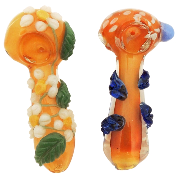 HP-2350 5" Gold Flower Art Hand Pipe | Colors come Assorted