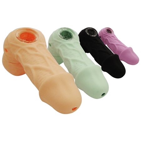 HP-2361 5.5" Silicone Penis Hand Pipe | Colors come Assorted