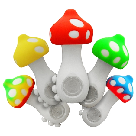 HP-2373 4.5" Mushroom Silicone Hand Pipe | Assorted Design