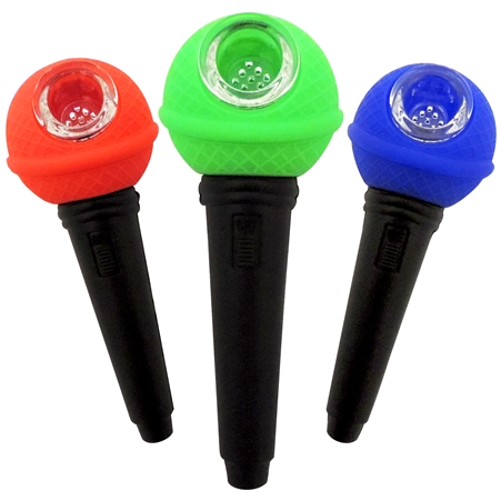 HP-2391 6" Microphone Silicone Hand Pipe | Assorted Colors