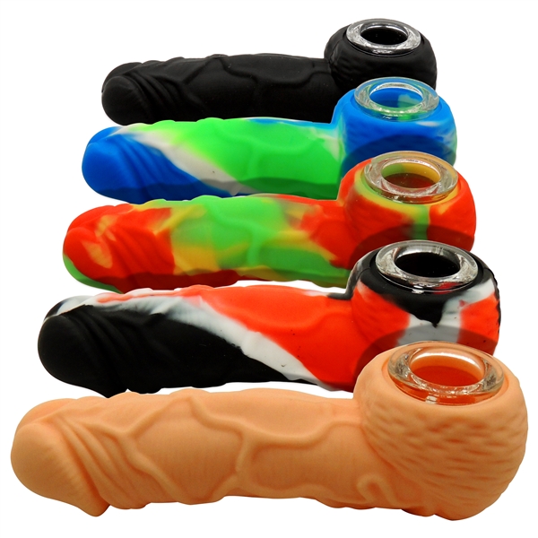 HP-2472 4.5" Silicone Penis Hand Pipe | Assorted Colors