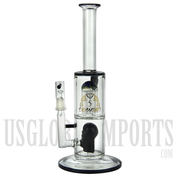 HR-B26 12" Stemless + Skull Perc Filter + 8 Arm Tree Perc + Skull Character + Color. 5 DIAMOND Water Pipe