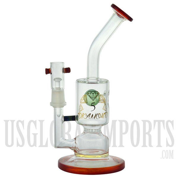 HR-R23 8" Stemless + Honeycomb + Crystal Ball + Bent Neck + Color + 5 DIAMOND Water Pipe Rig
