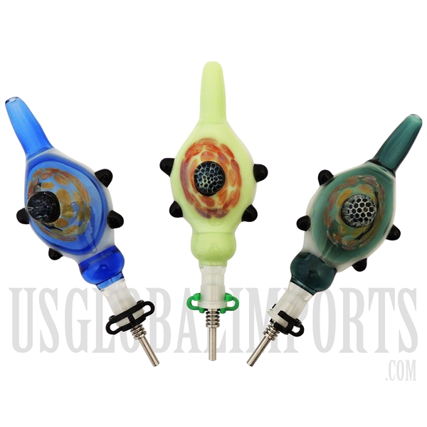 HS-68 6" Glass Turtle | Nector Collector | 10mm Titanium Nail | Colors Come Assorted