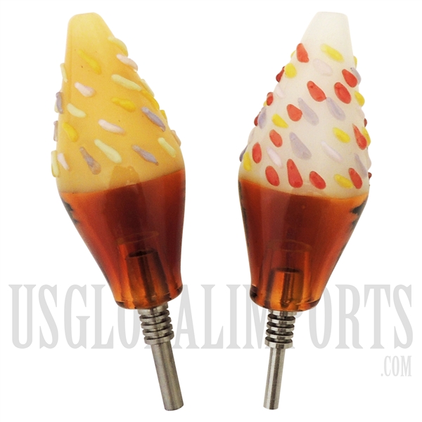 HS-70 3" Ice Cream | Nector Collector | 10mm Titanium Nail | Styles Come Assorted