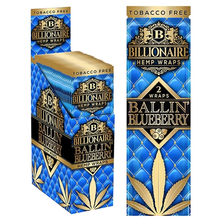 HW-BW-101-BB Billionaire Hemp Wraps | 2 Wraps | 25 Packs | Ballin' Blueberry