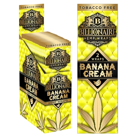 HW-BW-101-BC Billionaire Hemp Wraps | 2 Wraps | 25 Packs | Banana Cream