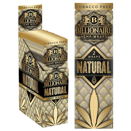 HW-BW-101-N Billionaire Hemp Wraps | 2 Wraps | 25 Packs | Natural