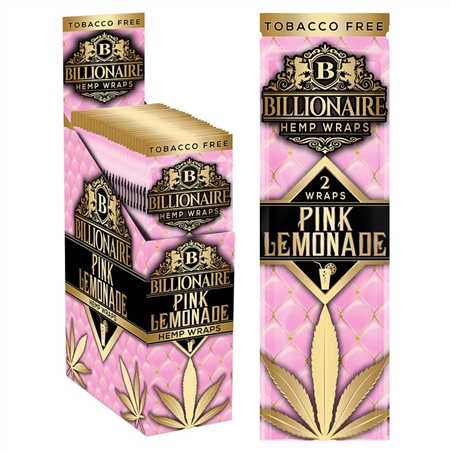 HW-BW-101-PL Billionaire Hemp Wraps | 2 Wraps | 25 Packs | Pink Lemonade