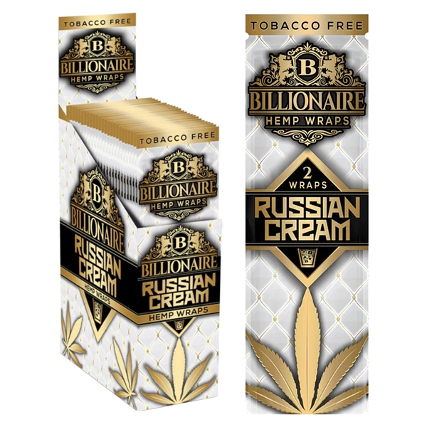 HW-BW-101-RC Billionaire Hemp Wraps | 2 Wraps | 25 Packs | Russian Cream