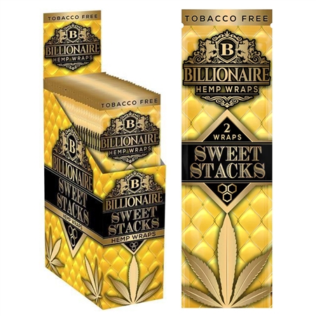 HW-BW-101-SS Billionaire Hemp Wraps | 2 Wraps | 25 Packs | Sweet Stacks