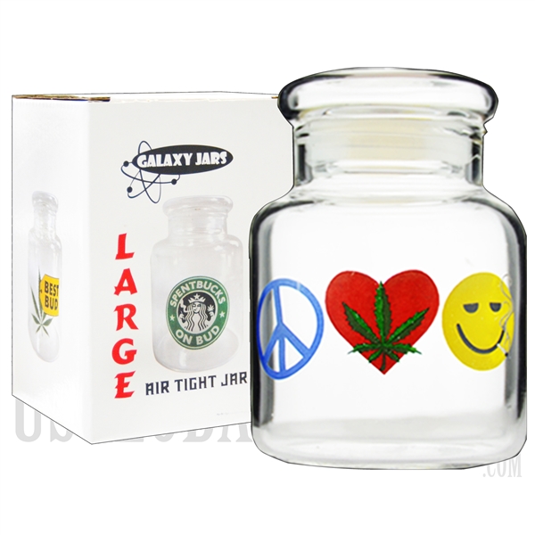 JAR-8-7 4".5 Large Air Tight Jar by Galaxy Jars - Peace, Weed & Happiness