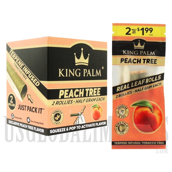 KP-124 King Palm | Half Gram | 2 Rollies | 20 Pack | Peach Tree