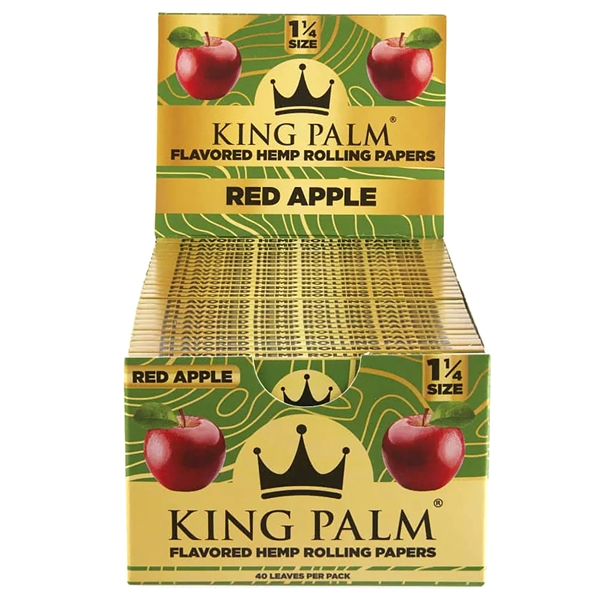 KP-142 King Palm Hemp | 1 1/4 | 50 Booklets Per Box | 40 Leaves Per Pack | Red Apple