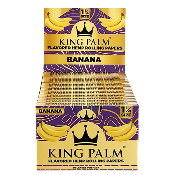 KP-144 King Palm Hemp | 1 1/4 | 50 Booklets Per Box | 40 Leaves Per Pack | Banana