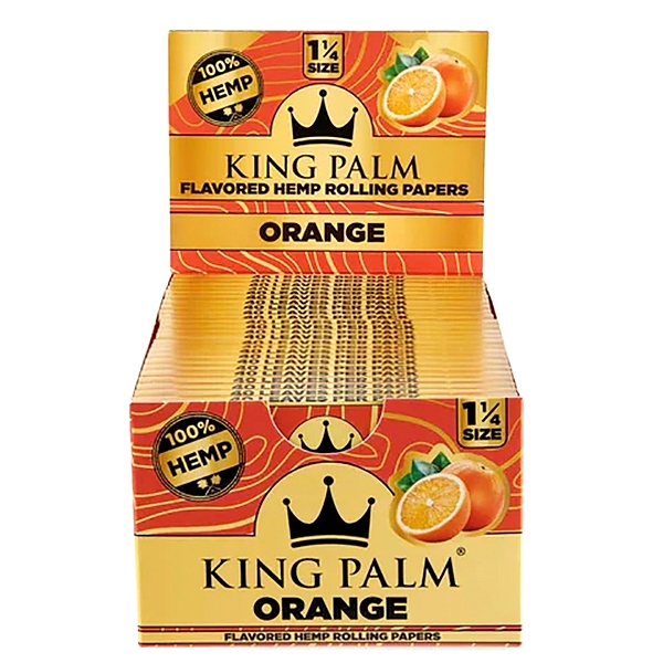 KP-145 King Palm Hemp | 1 1/4 | 50 Booklets Per Box | 40 Leaves Per Pack | Orange