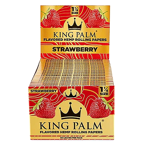 KP-146 King Palm Hemp | 1 1/4 | 50 Booklets Per Box | 40 Leaves Per Pack | Strawberry