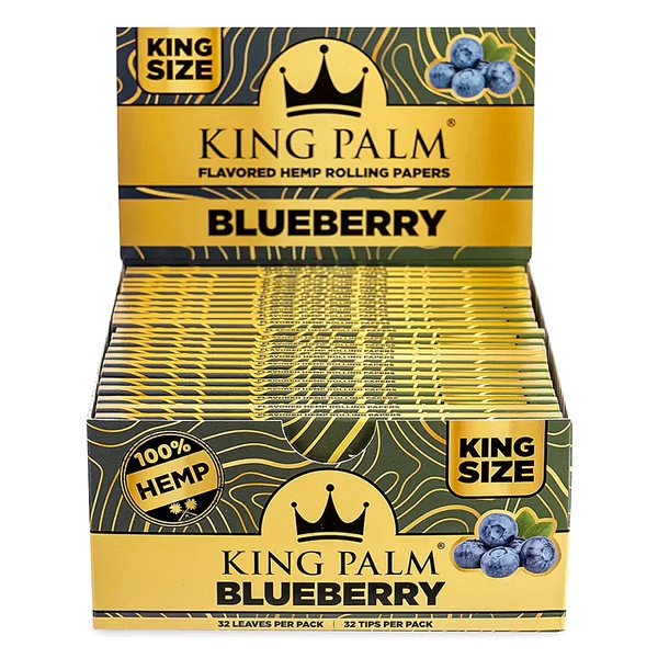 KP-148 King Palm Hemp | King Size | 22 Booklets Per Box | 32 Leaves & Tip Per Pack | Blueberry