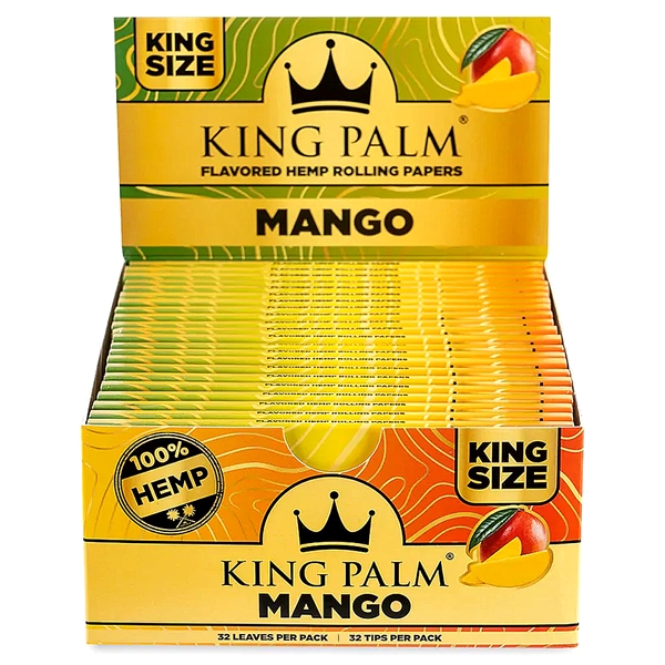 KP-149 King Palm Hemp | King Size | 22 Booklets Per Box | 32 Leaves & Tip Per Pack | Mango