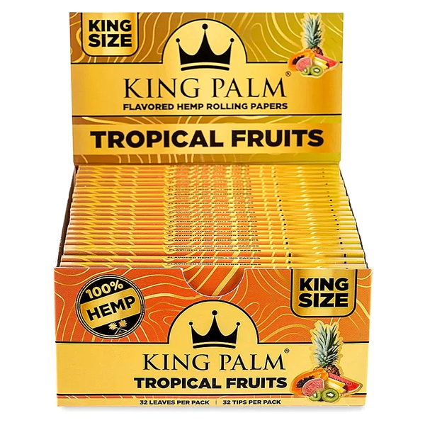 KP-150 King Palm Hemp | King Size | 22 Booklets Per Box | 32 Leaves & Tip Per Pack | Tropical Fruits