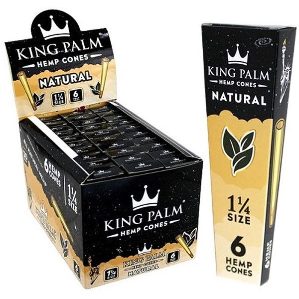 KP-152 King Palm Hemp Cones | 1 1/4 | 30 Packs  | 6 Cones Per Pack | Natural