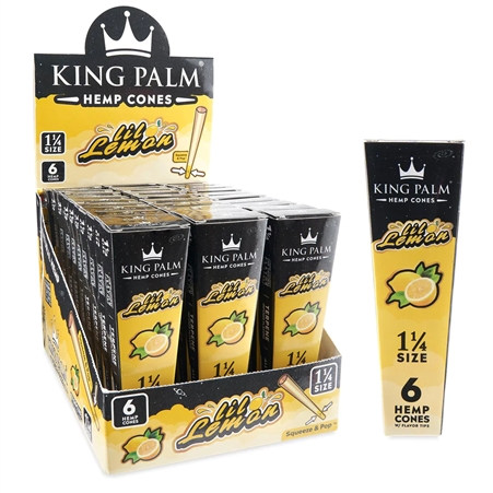 KP-153 King Palm Hemp Cones | 1 1/4 | 30 Packs  | 6 Cones Per Pack | Lil Lemon