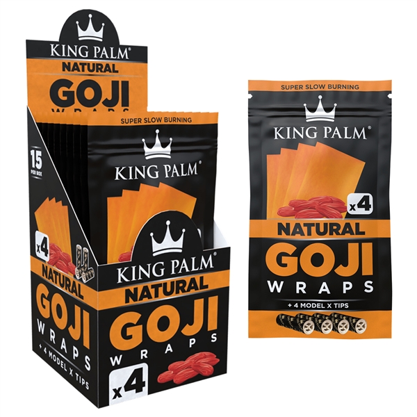 KP-157 King Palm Goji Wraps | 4 Model X Tips | 15 Per Box | Natural