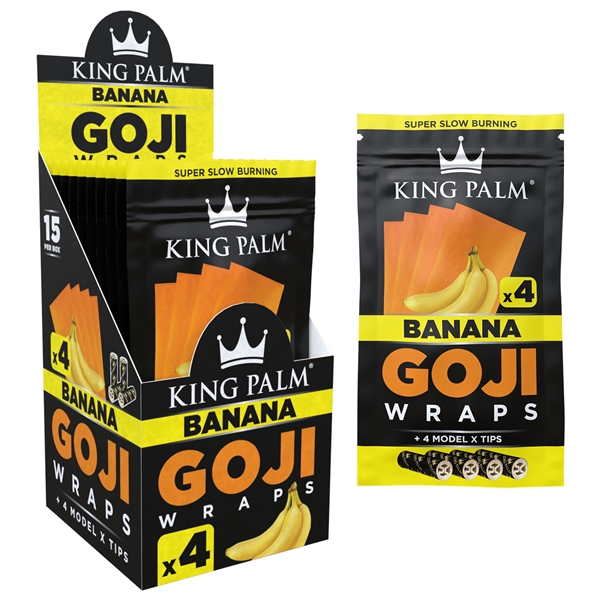 KP-158 King Palm Goji Wraps | 4 Model X Tips | 15 Per Box | Banana