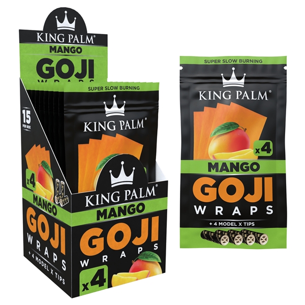 KP-160 King Palm Goji Wraps | 4 Model X Tips | 15 Per Box | Mango