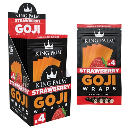 KP-161 King Palm Goji Wraps | 4 Model X Tips | 15 Per Box | Strawberry