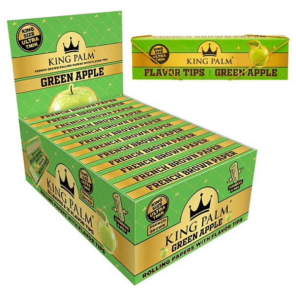 KP-165 King Palm French Brown | King Size | 32 Leaves | 16 Flavor Tips | Green Apple
