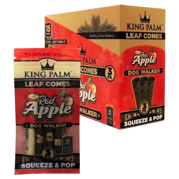 KP-172 King Palm | Leaf Cones | 70mm | 15 Pouches Per Box | 3 Packs | Dog Walkers - Red Apple