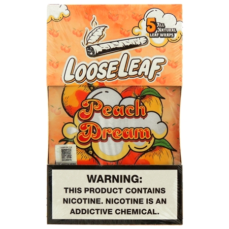 LL-101-PD LooseLeaf | Tobacco Leaf Wraps | 8 - 5 Packs | 40 Leaf Wraps | Peach Dream
