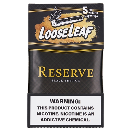 LL-101-RBE LooseLeaf | Tobacco Leaf Wraps | 8 - 5 Packs | 40 Leaf Wraps | Reserve Black Edition