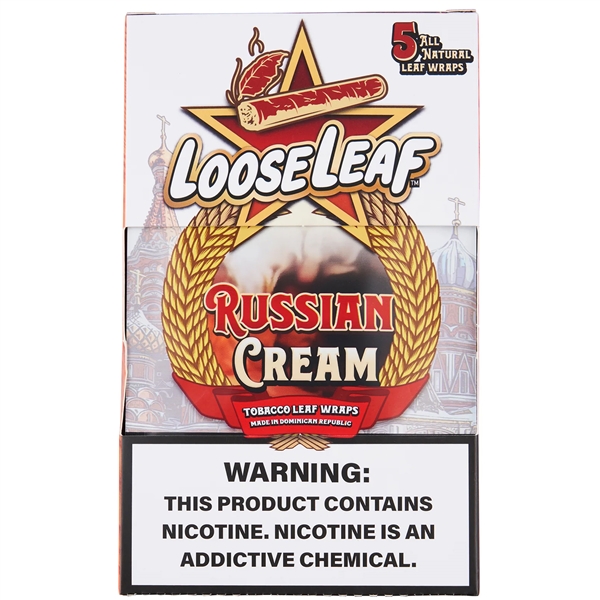 LL-101-RC LooseLeaf | Tobacco Leaf Wraps | 8 - 5 Packs | 40 Leaf Wraps | Russian Cream