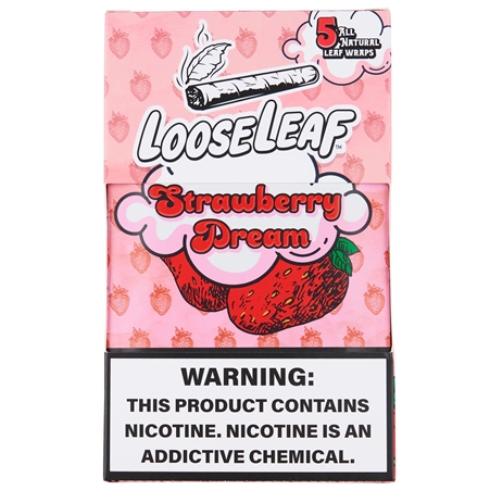 LL-101-SD LooseLeaf | Tobacco Leaf Wraps | 8 - 5 Packs | 40 Leaf Wraps | Strawberry Dream
