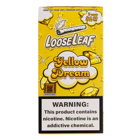 LL-101-YD LooseLeaf | Tobacco Leaf Wraps | 20 - 2 Packs | 40 Leaf Wraps | Yellow Dream