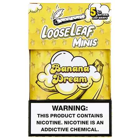 LL-102-BD LooseLeaf Minis | Tobacco Leaf Wraps | 8 - 5 Packs | 40 Leaf Wraps | Banana Dream