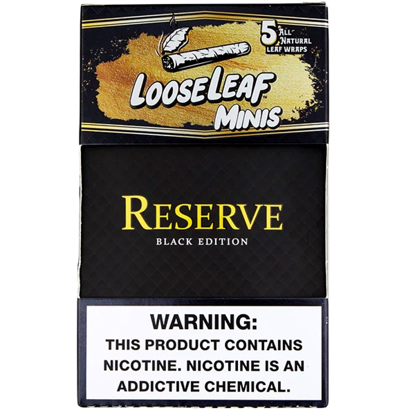 LL-102-RBE LooseLeaf Minis | Tobacco Leaf Wraps | 8 - 5 Packs | 40 Leaf Wraps | Reserved Black Edition