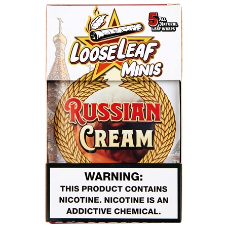 LL-102-RC LooseLeaf Minis | Tobacco Leaf Wraps | 8 - 5 Packs | 40 Leaf Wraps | Russian Cream