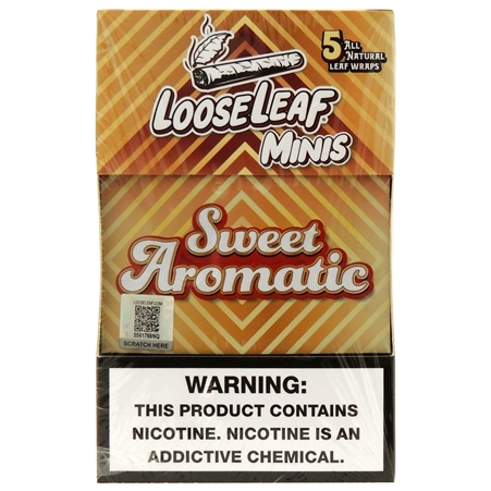 LL-102-SA LooseLeaf Minis | Tobacco Leaf Wraps | 8 - 5 Packs | 40 Leaf Wraps | Sweet Aromatic