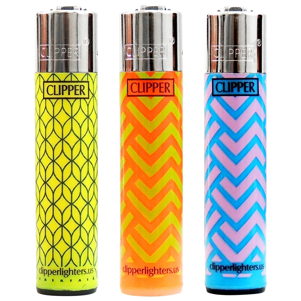 LT-24-FLP Clipper Lighters | Large | 48 Count | Fluo Pattern Design