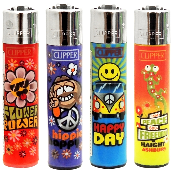 LT-24-HD Clipper Lighters | Large | 48 Count | Flower Power Print