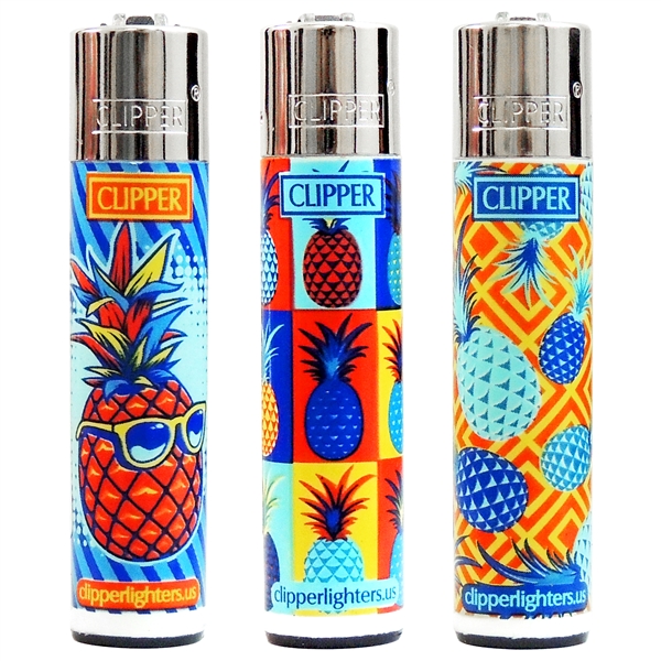 LT-24-HP Clipper Lighters | Large | 48 Count | Hipster Pineapple Design