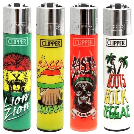 LT-24-RG Clipper Lighters | Large | 48 Count | Reggae Print