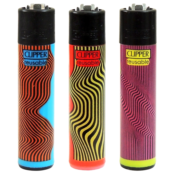 LT-24-WAVE Clipper Lighters | Large | 48 Count | Wave Pattern Design