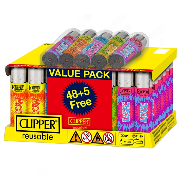 LT-25-NTD Clipper Lighters | Large | 48+5 Free | New Tie Dye
